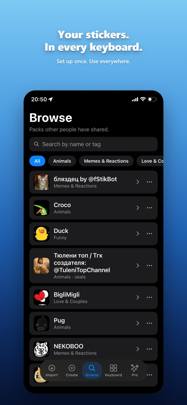 Browse shared sticker packs