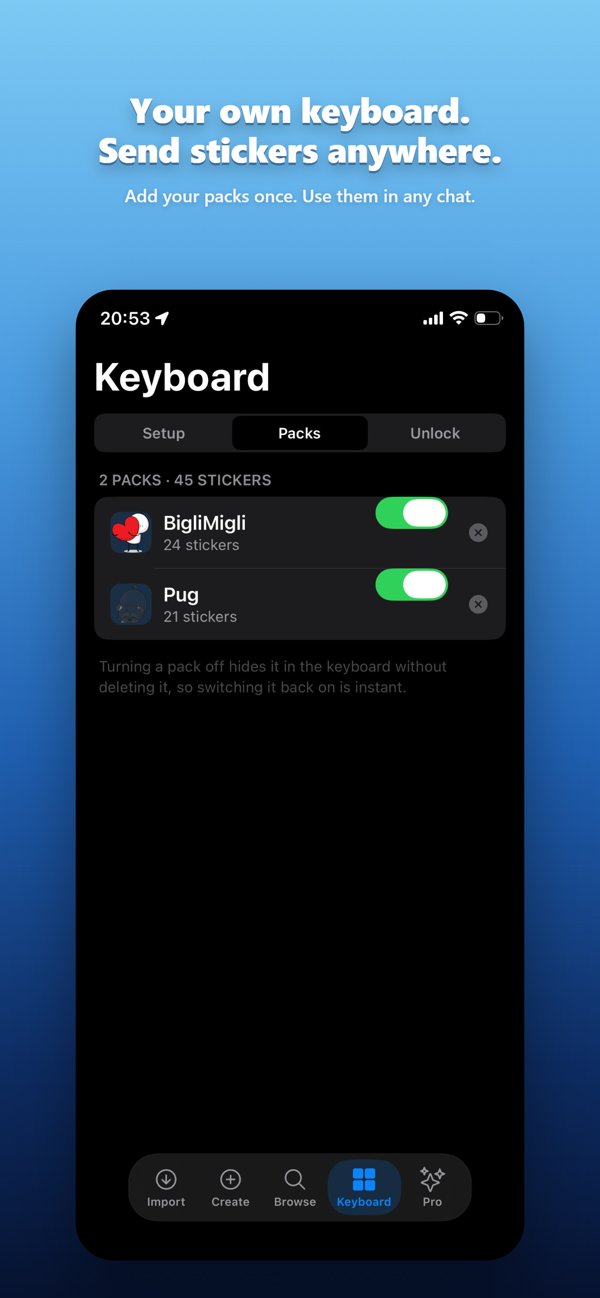 Choose packs for the keyboard